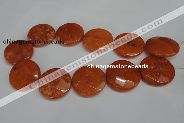 CCN303 15.5 inches 35mm faceted coin candy jade beads wholesale