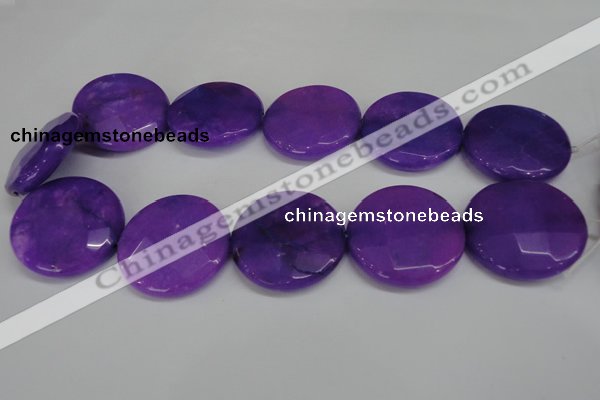 CCN306 15.5 inches 35mm faceted coin candy jade beads wholesale