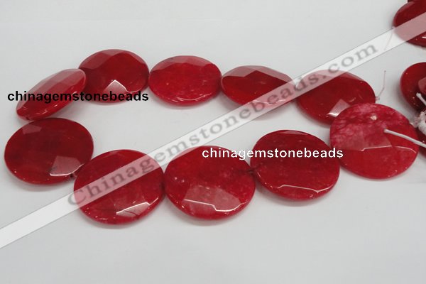 CCN317 15.5 inches 40mm faceted coin candy jade beads wholesale