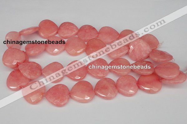 CCN372 15.5 inches 25*25mm faceted heart candy jade beads wholesale