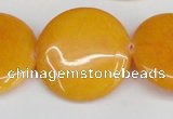 CCN3840 15.5 inches 30mm flat round candy jade beads wholesale