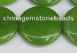 CCN3845 15.5 inches 30mm flat round candy jade beads wholesale