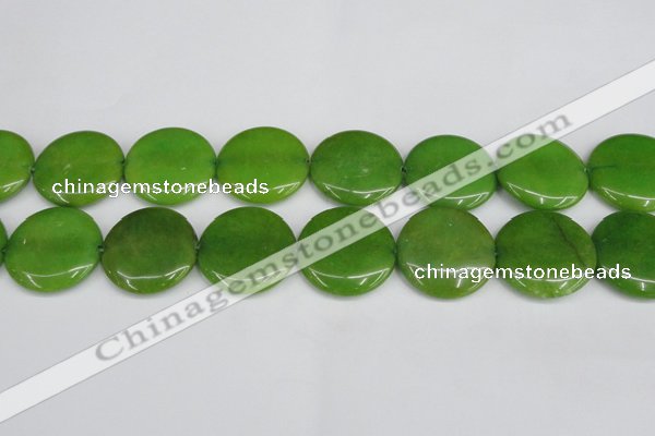 CCN3845 15.5 inches 30mm flat round candy jade beads wholesale