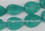 CCN385 15.5 inches 15*20mm faceted flat teardrop candy jade beads