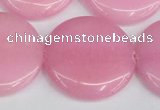 CCN3851 15.5 inches 35mm flat round candy jade beads wholesale