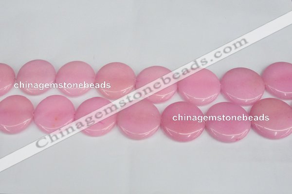 CCN3851 15.5 inches 35mm flat round candy jade beads wholesale