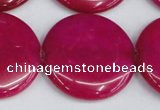 CCN3852 15.5 inches 35mm flat round candy jade beads wholesale
