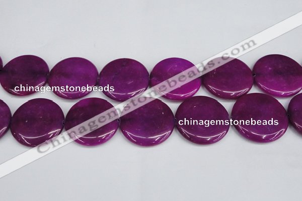 CCN3854 15.5 inches 35mm flat round candy jade beads wholesale
