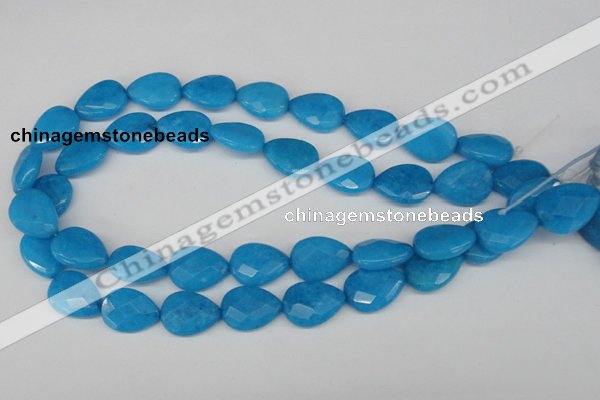 CCN386 15.5 inches 15*20mm faceted flat teardrop candy jade beads
