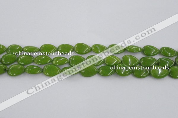 CCN3868 15.5 inches 13*18mm flat teardrop candy jade beads