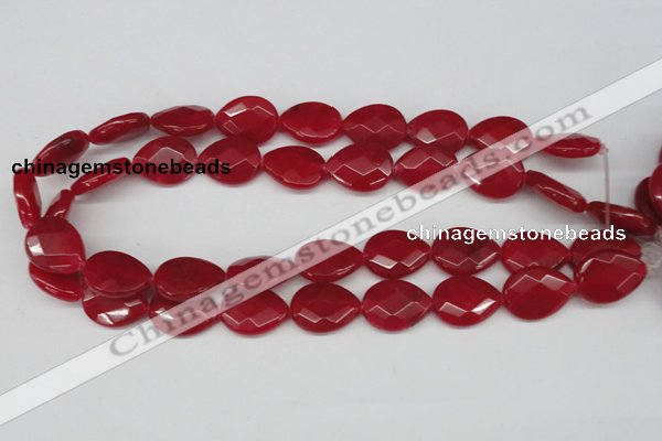 CCN391 15.5 inches 15*20mm faceted flat teardrop candy jade beads