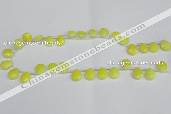CCN3933 Top-drilled 12*15mm briolette candy jade beads wholesale
