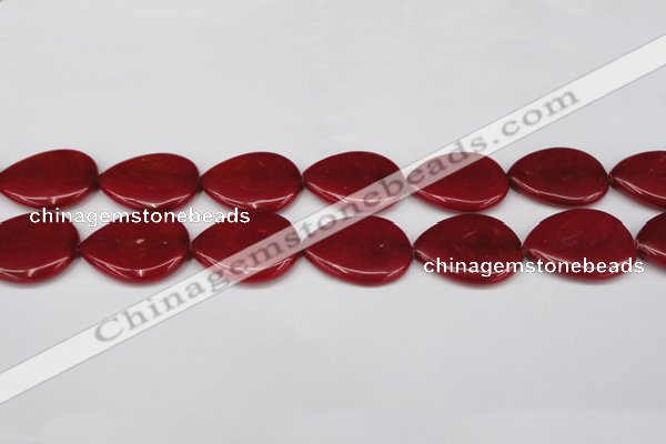 CCN3974 15.5 inches 30*40mm flat teardrop candy jade beads