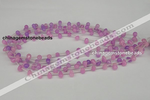 CCN430 15.5 inches Top-drilled 6*9mm teardrop candy jade beads