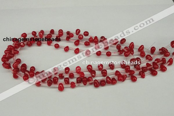 CCN437 15.5 inches Top-drilled 6*9mm teardrop candy jade beads