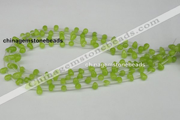 CCN438 15.5 inches Top-drilled 6*9mm teardrop candy jade beads