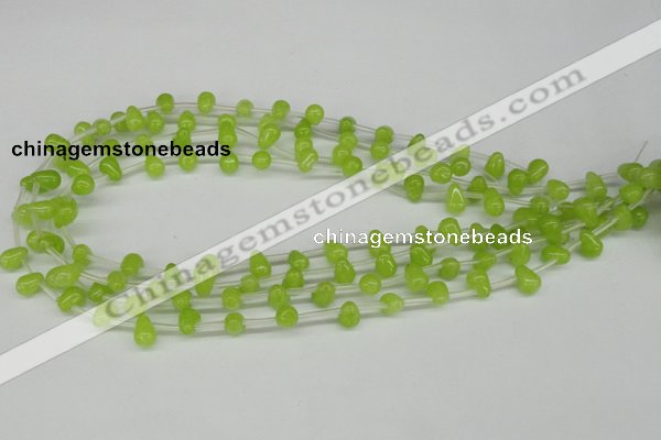 CCN438 15.5 inches Top-drilled 6*9mm teardrop candy jade beads