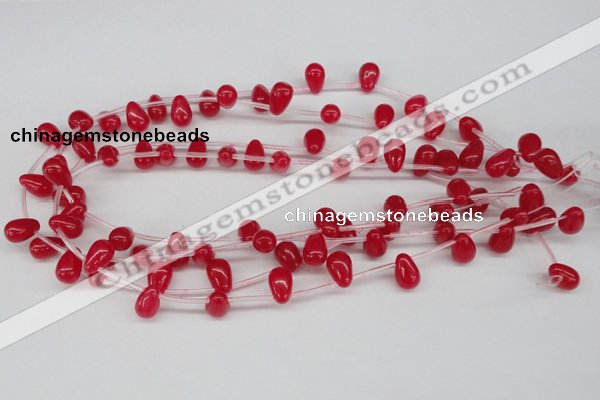 CCN452 15.5 inches Top-drilled 8*12mm teardrop candy jade beads