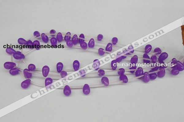 CCN453 15.5 inches Top-drilled 8*12mm teardrop candy jade beads