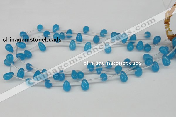 CCN457 15.5 inches Top-drilled 8*12mm teardrop candy jade beads