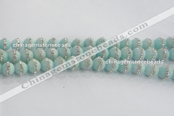 CCN4611 15.5 inches 8mm round candy jade with rhinestone beads