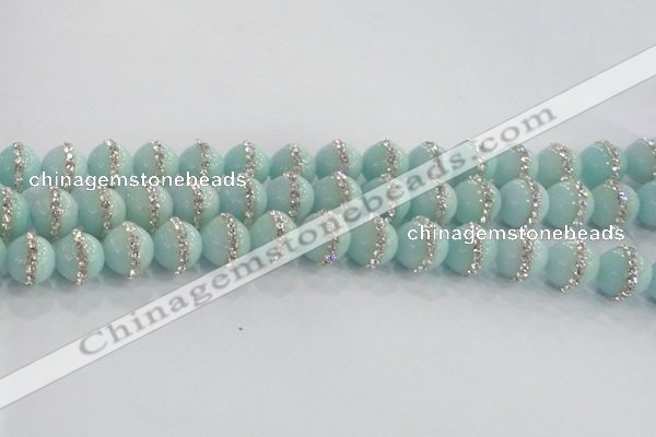 CCN4612 15.5 inches 10mm round candy jade with rhinestone beads