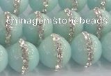 CCN4613 15.5 inches 12mm round candy jade with rhinestone beads