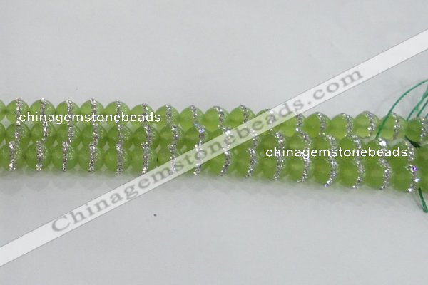 CCN4621 15.5 inches 8mm round candy jade with rhinestone beads