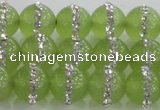 CCN4623 15.5 inches 12mm round candy jade with rhinestone beads
