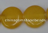 CCN505 15.5 inches 25mm flat round candy jade beads wholesale