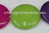 CCN510 15.5 inches 30mm flat round candy jade beads wholesale