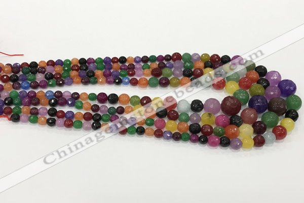 CCN5217 6mm - 14mm faceted round candy jade graduated beads