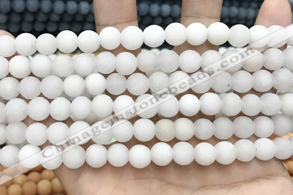 CCN5572 15 inches 8mm round matte candy jade beads Wholesale