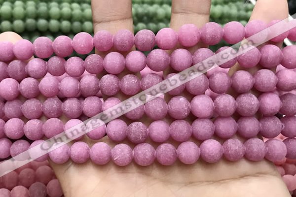 CCN5593 15 inches 8mm round matte candy jade beads Wholesale
