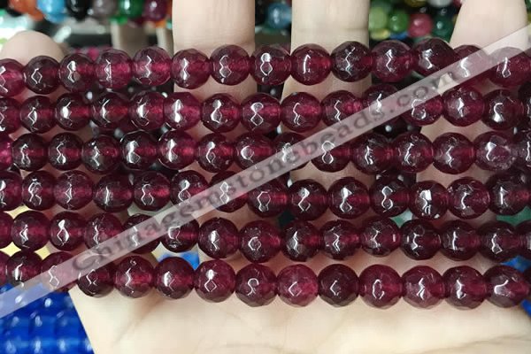 CCN5733 15 inches 8mm faceted round candy jade beads