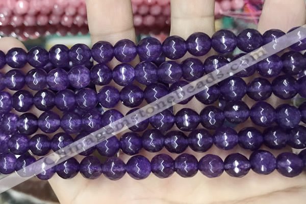 CCN5737 15 inches 8mm faceted round candy jade beads