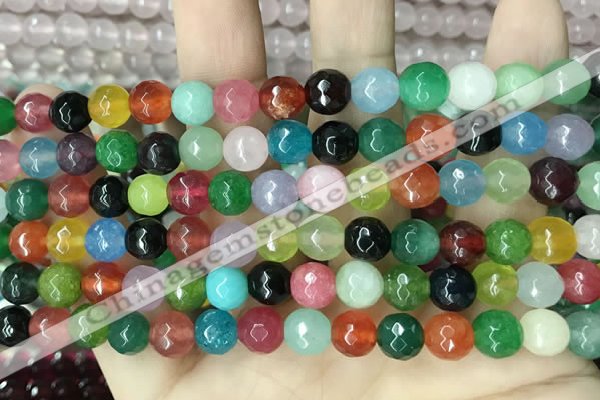 CCN5742 15 inches 8mm faceted round candy jade beads