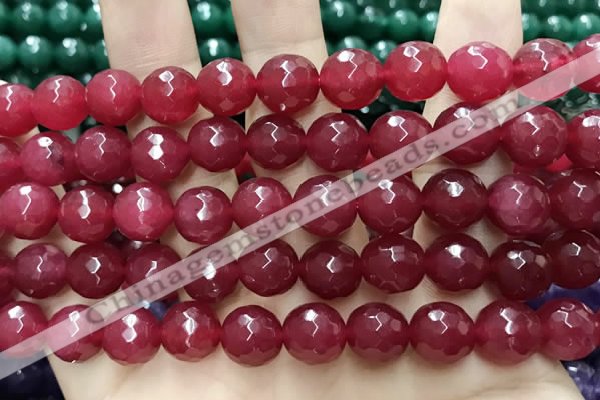 CCN5812 15 inches 10mm faceted round candy jade beads