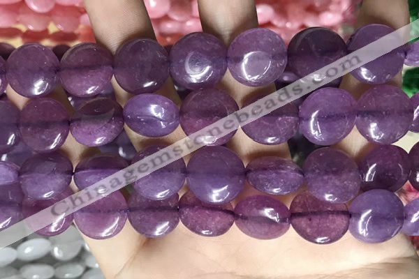 CCN5874 15 inches 15mm flat round candy jade beads Wholesale