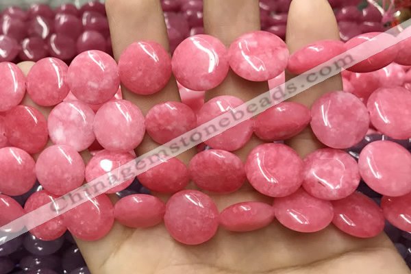 CCN5881 15 inches 15mm flat round candy jade beads Wholesale