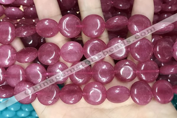 CCN5883 15 inches 15mm flat round candy jade beads Wholesale