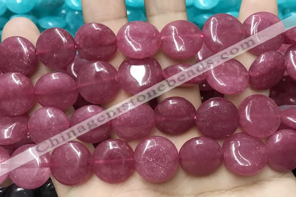 CCN5884 15 inches 15mm flat round candy jade beads Wholesale