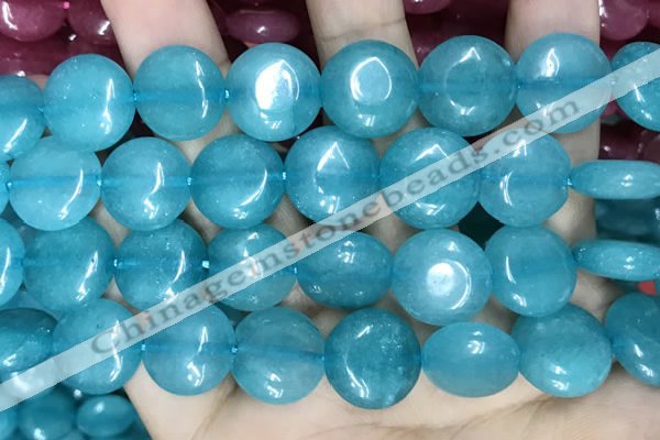 CCN5893 15 inches 15mm flat round candy jade beads Wholesale