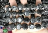 CCN5918 15 inches 15mm flat round black labradorite beads Wholesale