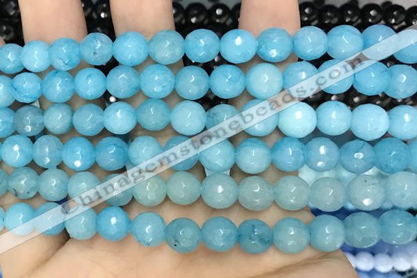 CCN6313 15.5 inches 8mm faceted round candy jade beads Wholesale