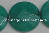 CCN715 15.5 inches 40mm faceted coin candy jade beads