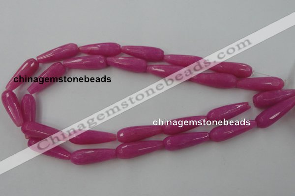 CCN982 15.5 inches 10*30mm faceted teardrop candy jade beads