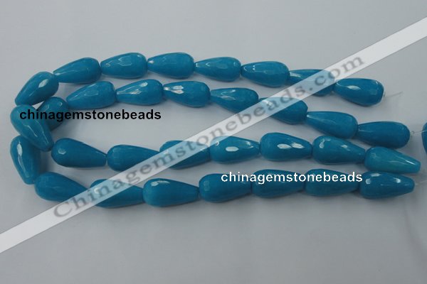 CCN994 15.5 inches 13*25mm faceted teardrop candy jade beads