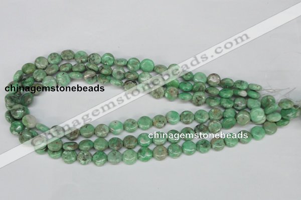 CCO110 15.5 inches 10mm flat round dyed natural chrysotine beads