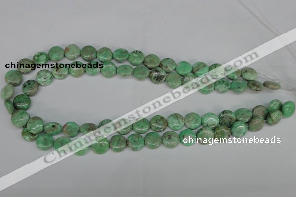 CCO111 15.5 inches 12mm flat round dyed natural chrysotine beads